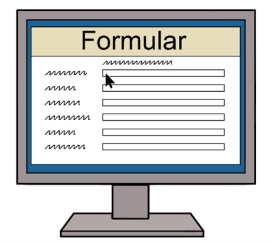 Grafik eines Monitors der ein Formular zeigt
