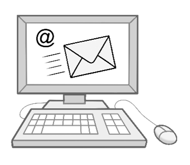 Grafik eines Rechners, auf dem ein Briefumschlag symbolisch für eine Email zu sehen ist